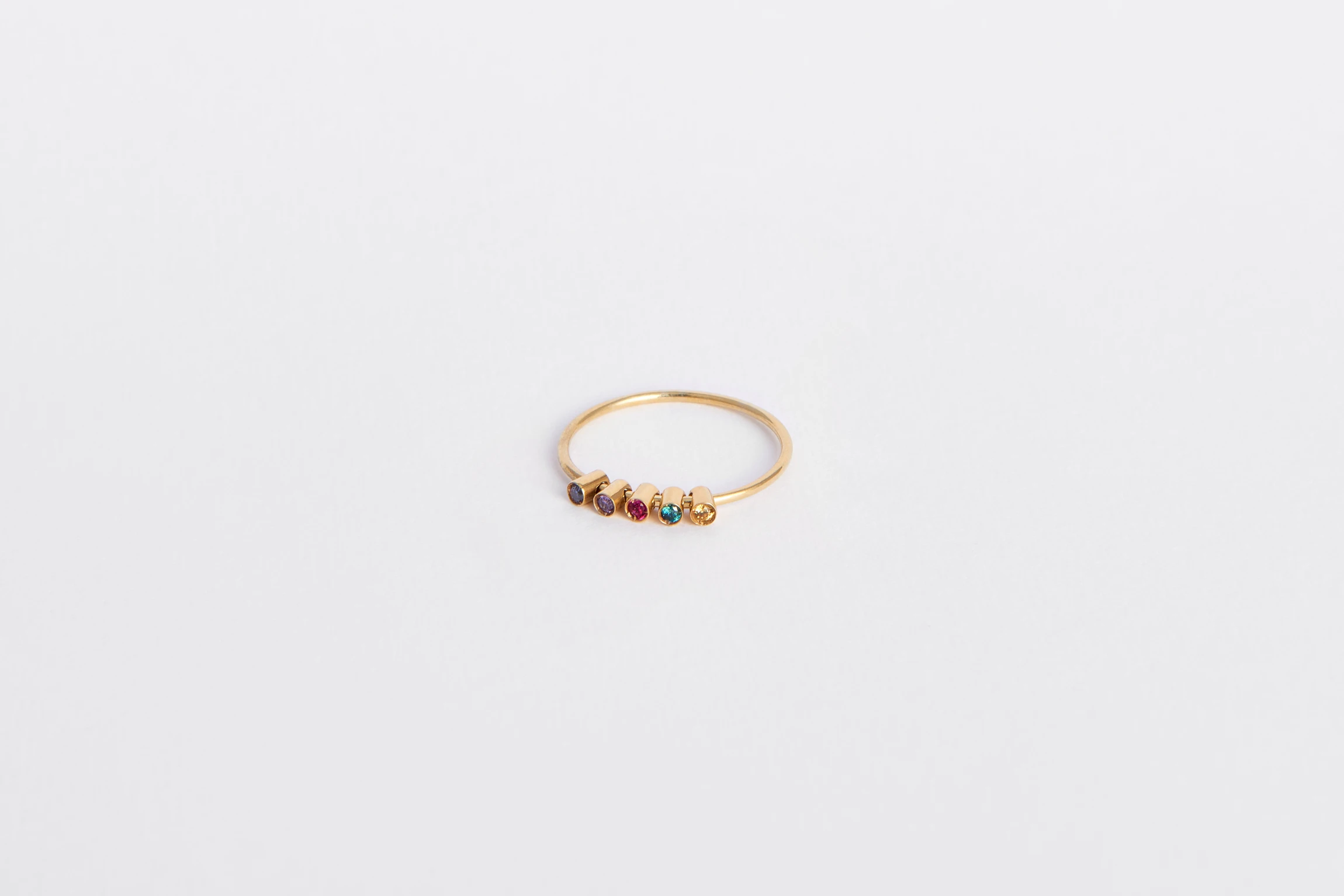 Anello Kaleidos in oro giallo 18kt con cinque gemme colorate mobili, Monica Candido Gioielli Milano - 4