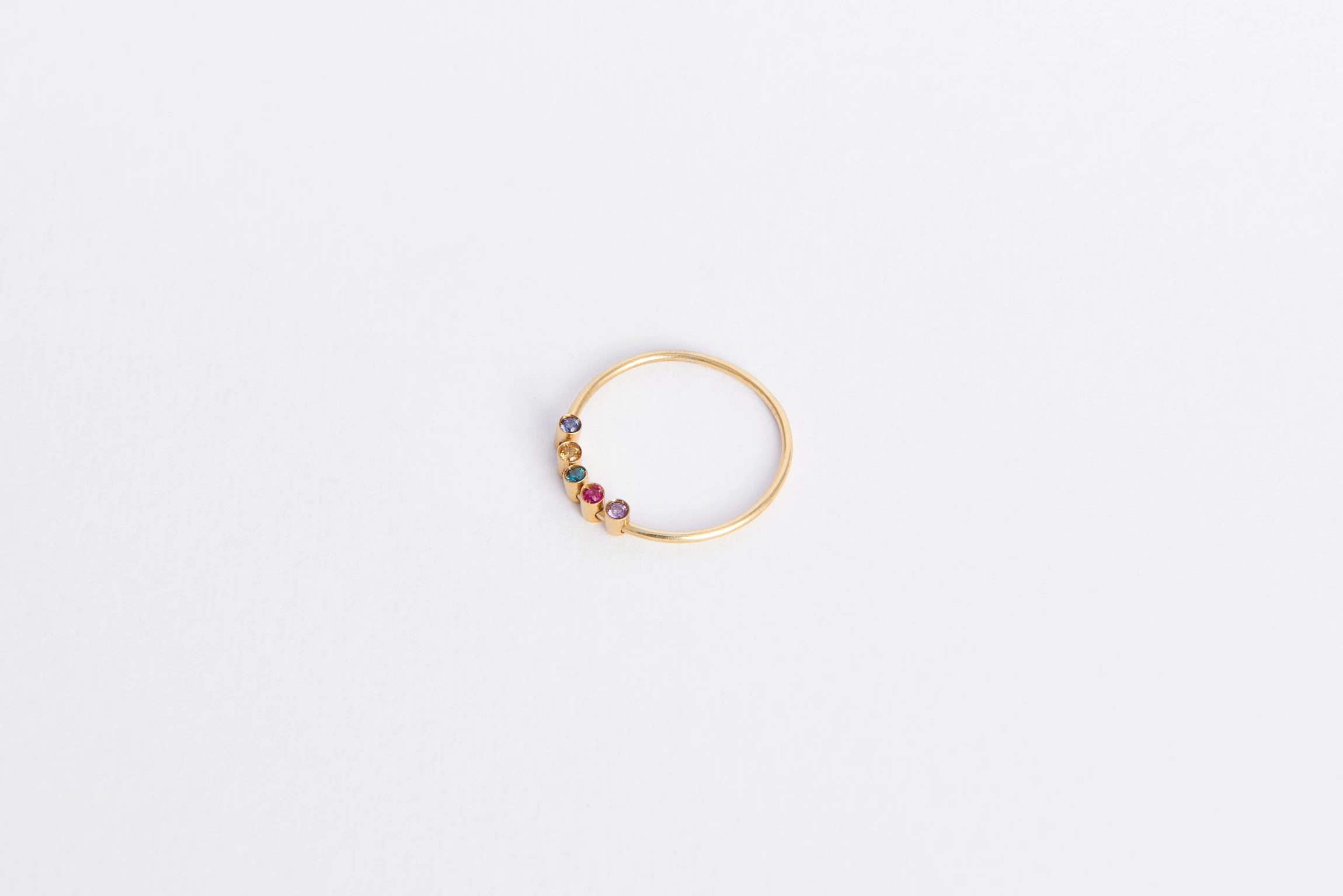 Anello Kaleidos in oro giallo 18kt con cinque gemme colorate mobili, Monica Candido Gioielli Milano - 6