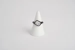 Anello Titano in oro bianco 18kt con placcatura in rutenio e diamante taglio radiant, Monica Candido Gioielli Milano miniatura 1