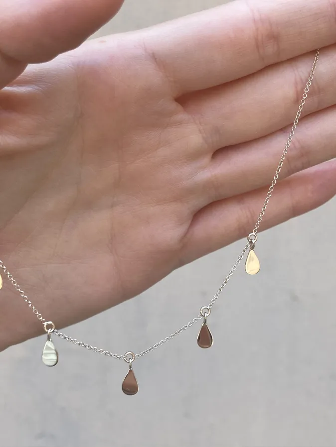 Collana goccioline in oro bianco champagne 18kt