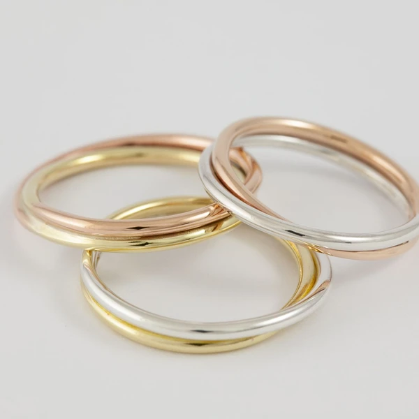 Fedi nuziali intreccio artigianali in oro 18kt con doppio filo intrecciato, Monica Candido Gioielli Milano