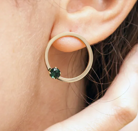 Orecchini in oro 18kt con rubino e smeraldo